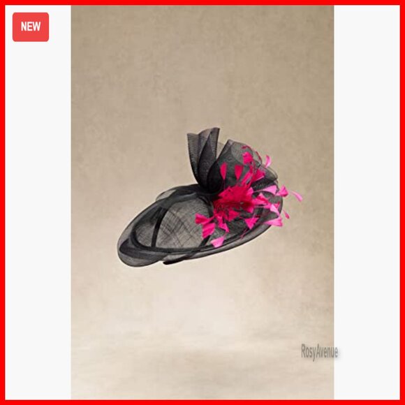 Large Fascinator Derby Hat with Feathers and Hair Clip for Special Occasions - Picture 2 of 5